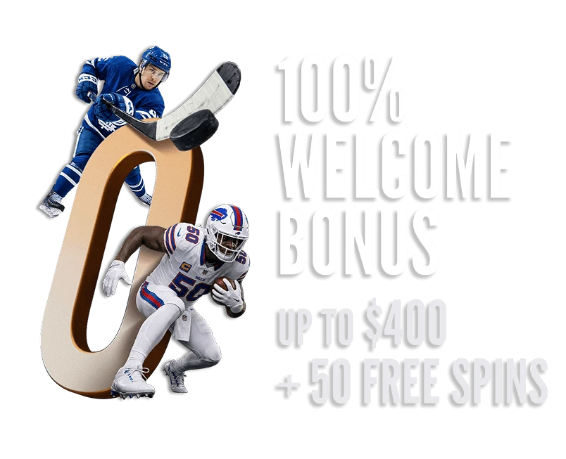 Ozoon welcome bonus artwork with hockey and football players